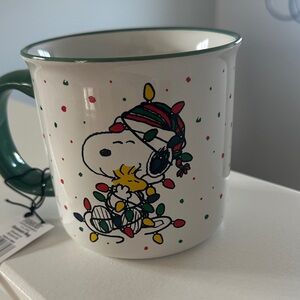 Snoopy Holiday Mug with Green Handle